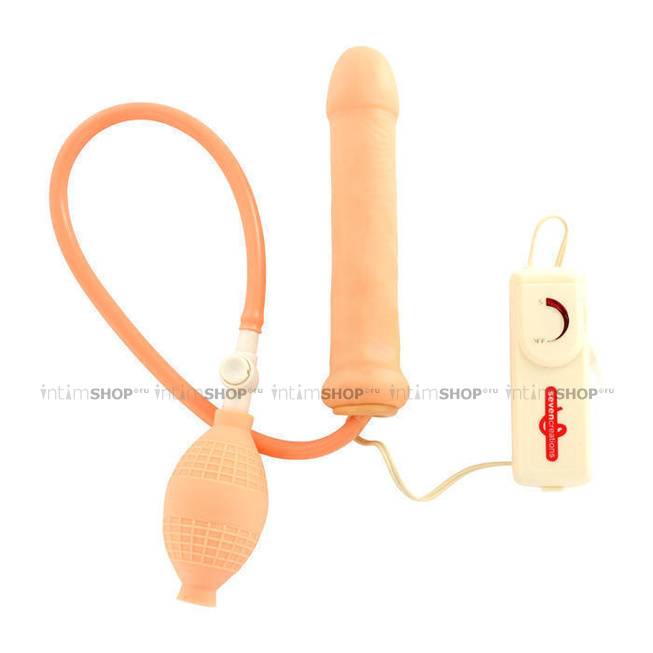 Фаллоимитатор с подкачкой Vibrating And Inflatable Penis Seven Creations телесный