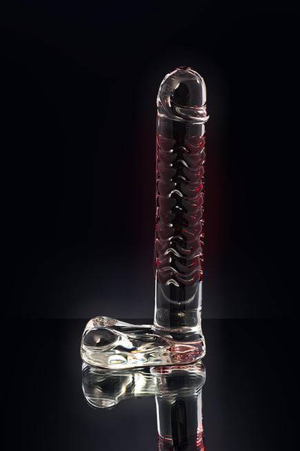 Изогнутый текстурированный стимулятор из стекла Glas, розовый GLAS-158 - Glas - Анальные стимуляторы - Купить