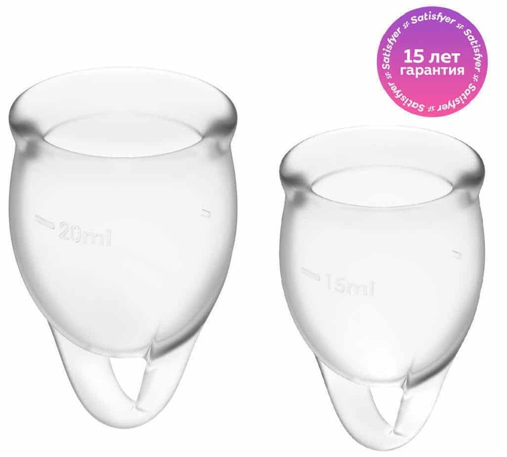 Менструальные чаши Satisfyer Feel Confident, 2 шт в наборе, бесцветный J1762-2 - Satisfyer - Менструальные чаши - Купить