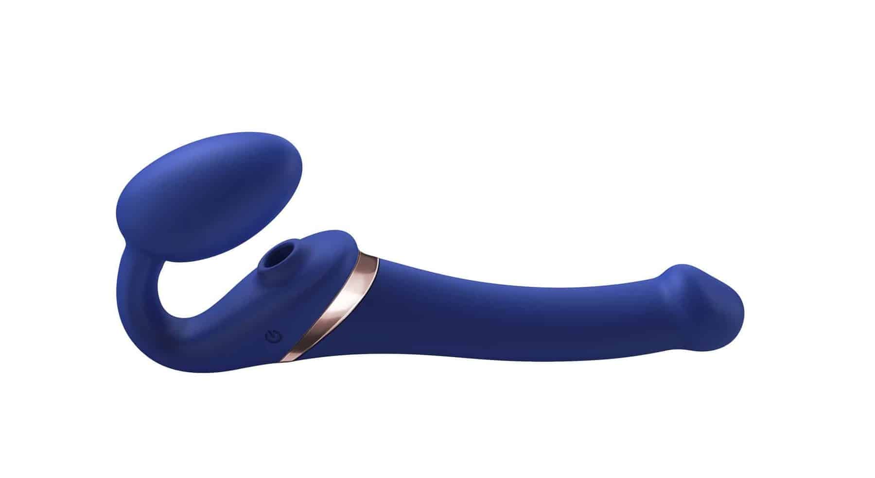 Страпон с вибрацией и вакуумной стимуляцией Strap-on-me Multi Orgasm с ДУ M, чёрный 6017357 - Strap-on-me - Безремневые/Двойные страпоны - Купить