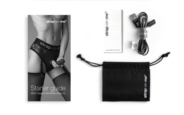 Страпон с вибрацией Strap-on-me 3 мотора L, чёрный 6013960 - Strap-on-me - Безремневые/Двойные страпоны - Купить