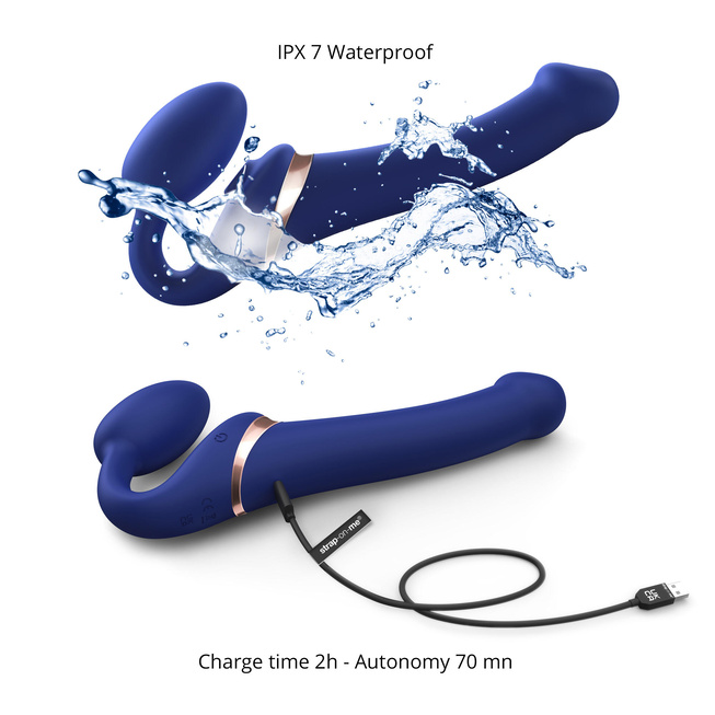 Страпон с вибрацией Strap-on-me 3 мотора L, фиолетовый 6013939 - Strap-on-me - Безремневые/Двойные страпоны - Купить