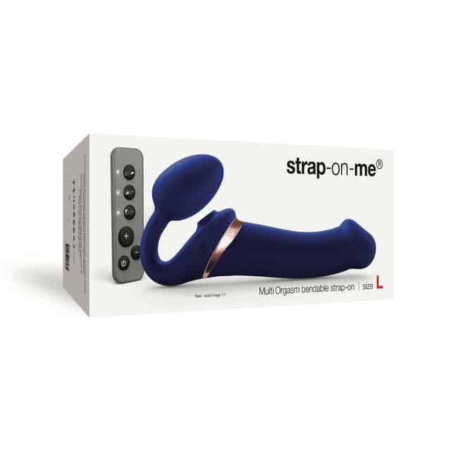 Страпон с вибрацией и вакуумной стимуляцией Strap-on-me Multi Orgasm с ДУ S, синий 6017388 - Strap-on-me - Безремневые/Двойные страпоны - Купить