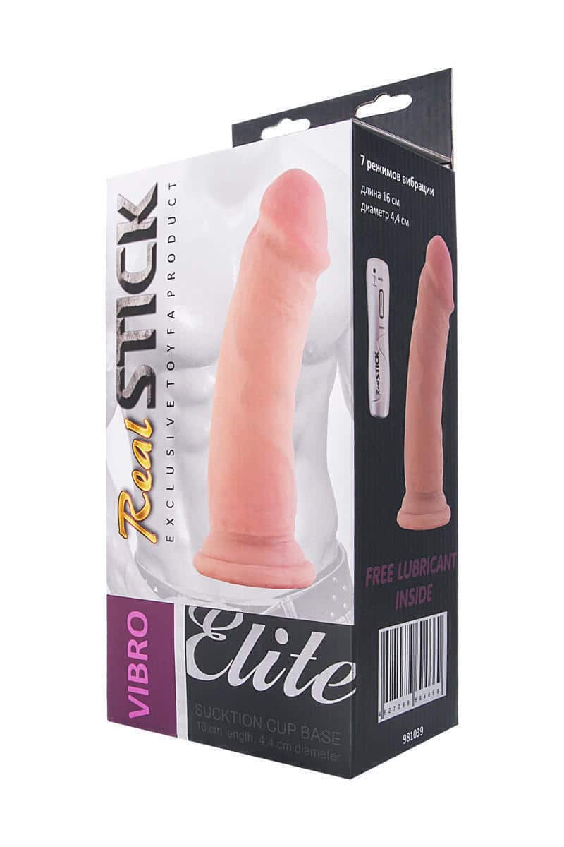 Вибратор TOYFA RealStick Elite на присоске, телесный 981039 - TOYFA - Реалистичные вибраторы - Купить