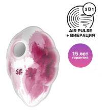 Вакуумный стимулятор клитора с вибрацией Satisfyer Cloud Dancer, красно-белый