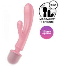 Двухсторонний вибромассажер-кролик Satisfyer Triple Lover, розовый