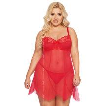 Ночная сорочка и стринги SoftLine Collection Carla XXL, красные