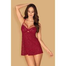 Сорочка Obsessive Ivetta babydoll, Бордовый, L/XL