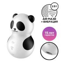 Вакуумный стимулятор клитора с вибрацией Satisfyer Pocket Panda, белый