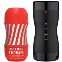 Набор Tenga Vacuum Gyro Roller с мастурбатором Rolling Cup с всасыванием и вращением, черный