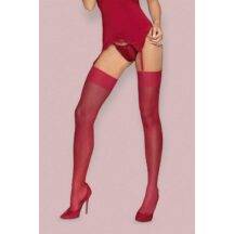 Чулки Obsessive S 800 stockings Ruby, Бордовый, L/XL