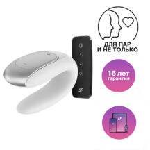 Вибратор для пар Satisfyer Double Fun с пультом ДУ, белый