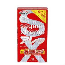 Презервативы ультрапрочные Sagami Xtreme Feel Long с точками, зеленые, 10шт