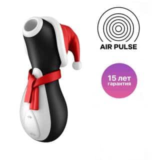 Вакуумный стимулятор клитора Satisfyer Penguin Новогодняя серия, чёрно-белый Вакуумный стимулятор клитора Satisfyer Penguin Новогодняя серия, чёрно-белый
