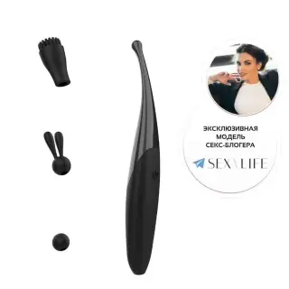 Точечный вибратор Woma Liza с тремя насадками, черный рояль Точечный вибратор Woma Liza с тремя насадками, черный рояль