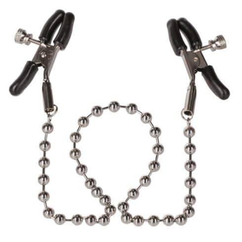 Зажимы на соски California Exotic Novelties Nipple Clamps с цепью, серебристые