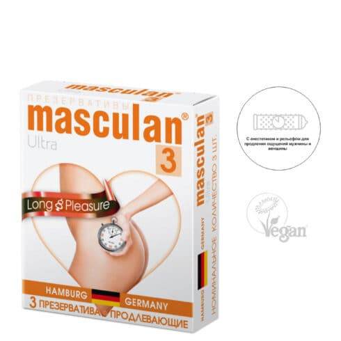 Презервативы Masculan Ultra Long Pleasure продлевающие, 3 шт