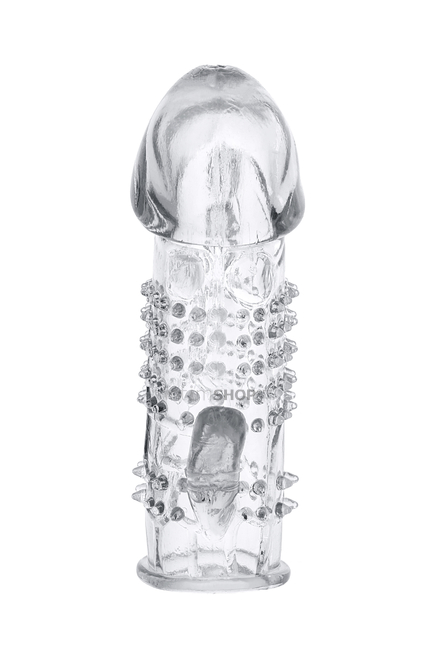 Насадка на член с шипиками и отростком для стимуляции клитора Toyfa, бесцветная - фото 2