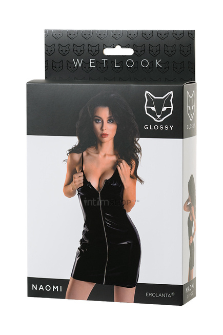 Платье Glossy Naomi из материала Wetlook, черное, M - фото 4