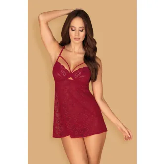 Сорочка Obsessive Ivetta babydoll, Бордовый, S/M