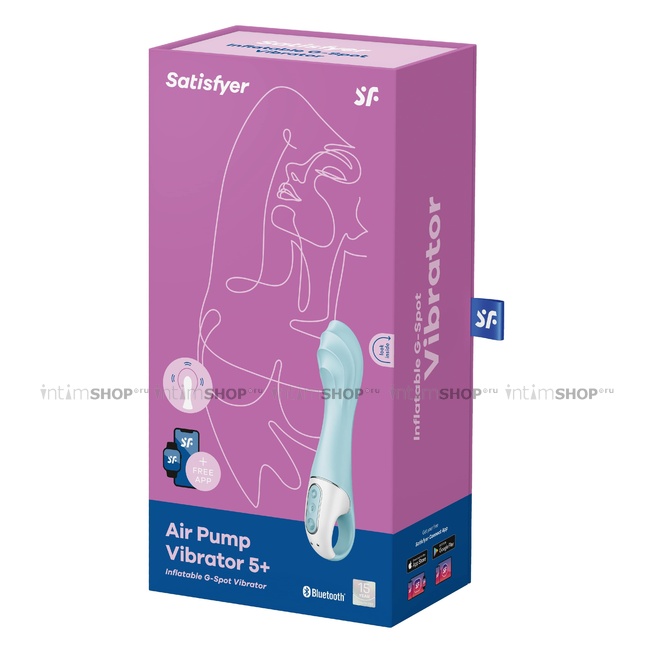 Вибратор для точки G Satisfyer Air Pump Vibrator 5+ с расширением, голубой - фото 2