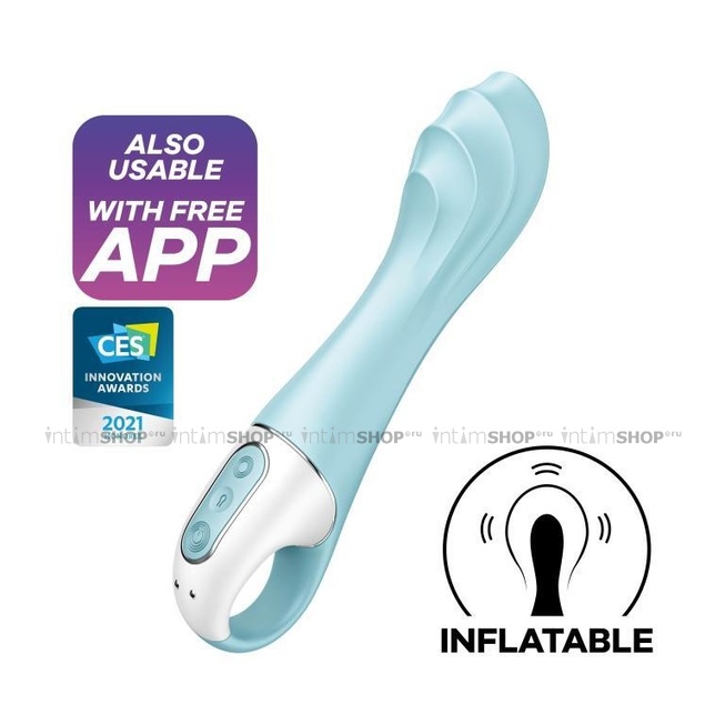 Вибратор для точки G Satisfyer Air Pump Vibrator 5+ с расширением, голубой - фото 4