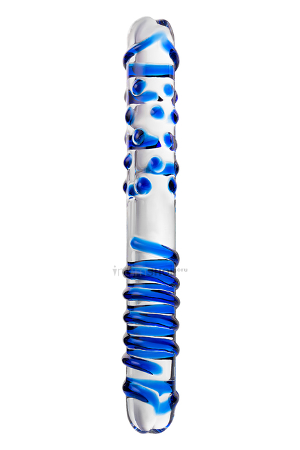 Двусторонний фаллоимитатор Sexus Glass 22 см, бесцветный, синий - фото 1