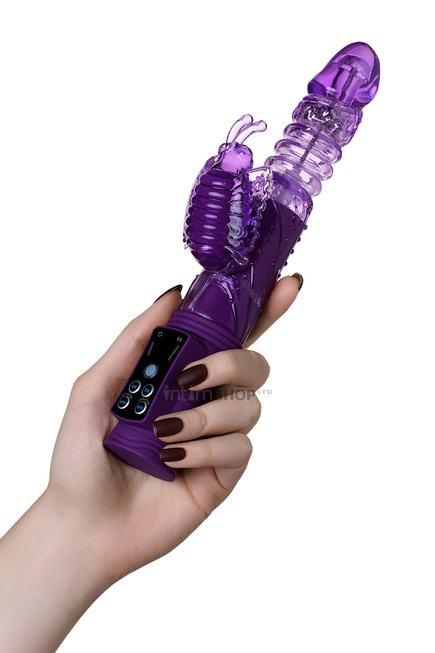 Фрикционный вибратор-кролик с ротацией Toyfa A-Toys High-Tech fantasy, темно-фиолетовый - фото 8
