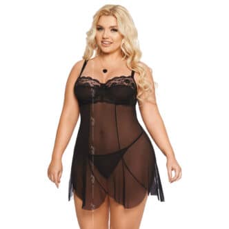 Ночная сорочка и стринги SoftLine Collection Carla XXXL, черные