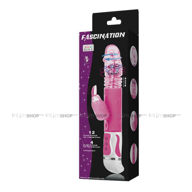 Фрикционный вибратор-кролик с ротацией Baile Fascination, розовый - фото 7