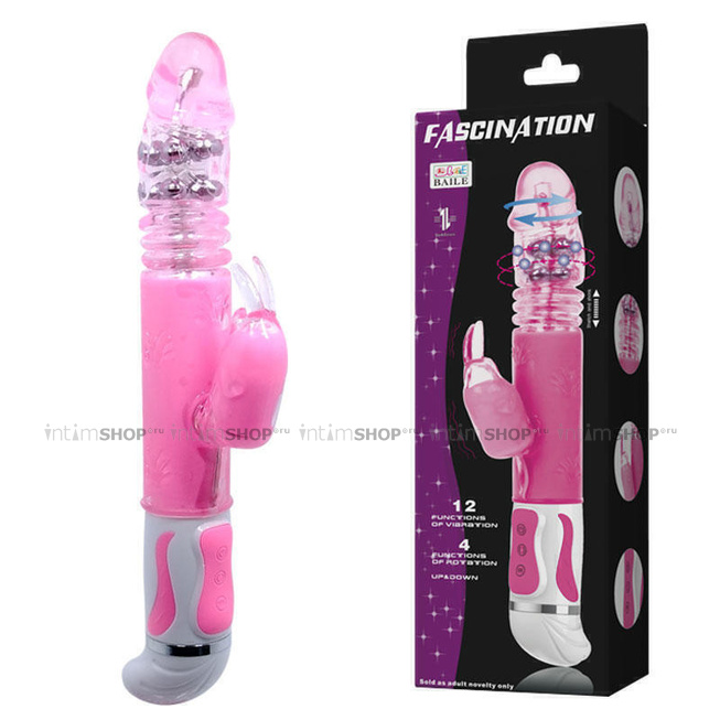 Фрикционный вибратор-кролик с ротацией Baile Fascination, розовый - фото 2