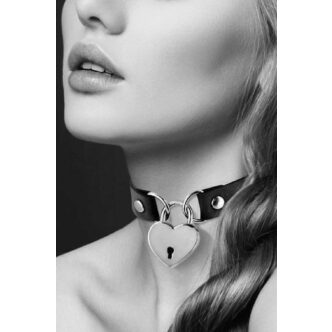 Чокер с замком сердце COLLIER PENDENTIF COEUR NOIR Bijoux pour toi