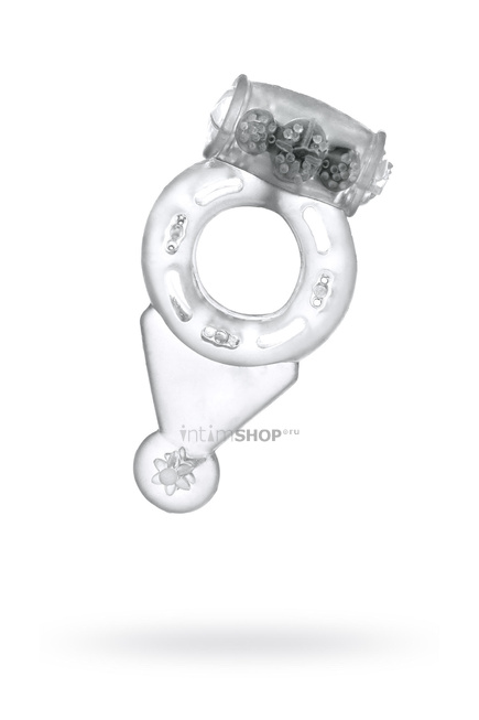 Эрекционное кольцо Toyfa с вибропулей и язычком, бесцветное - фото 1