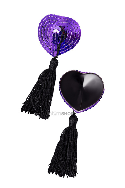 Пэстис Erolanta Lingerie Collection в форме сердец с кисточками фиолетово-черные - фото 3
