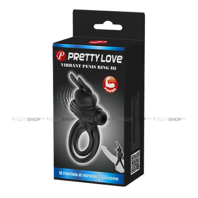 Эрекционное виброкольцо Pretty Love Vibrant Penis Ring III, черный - фото 9