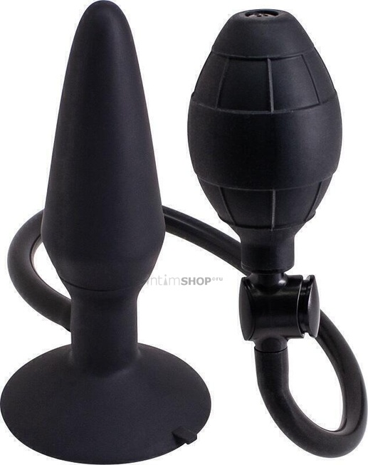 Анальная пробка с расширением Inflatable Butt Plug M, черный - фото 1