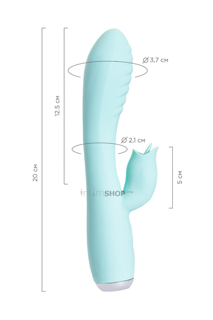 Вибратор с клиторальным стимулятором и язычком, JOS Milo, мятный, 20 см - фото 9