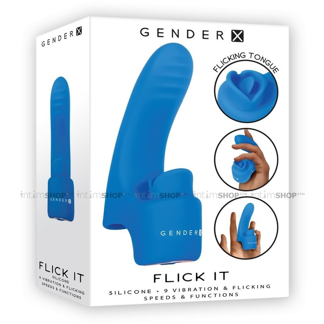 Вибронасадка на палец с имитацией движений языком Evolved Gender-X Flick It, синий - фото 7