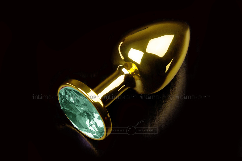

Маленькая анальная пробка с изумрудным кристаллом Пикантные Штучки, золотистый