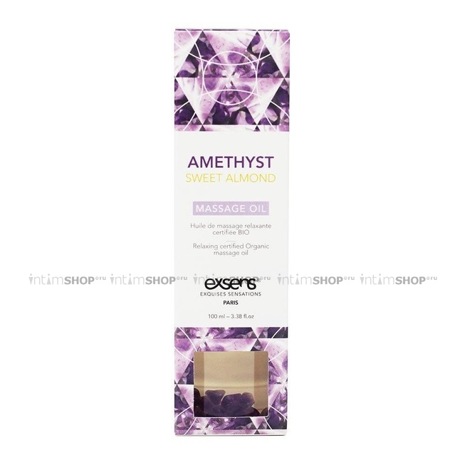 Массажное масло Exsens Massage Oil Amethyst Sweet Almond с кристаллами аметиста, 100 мл - фото 2
