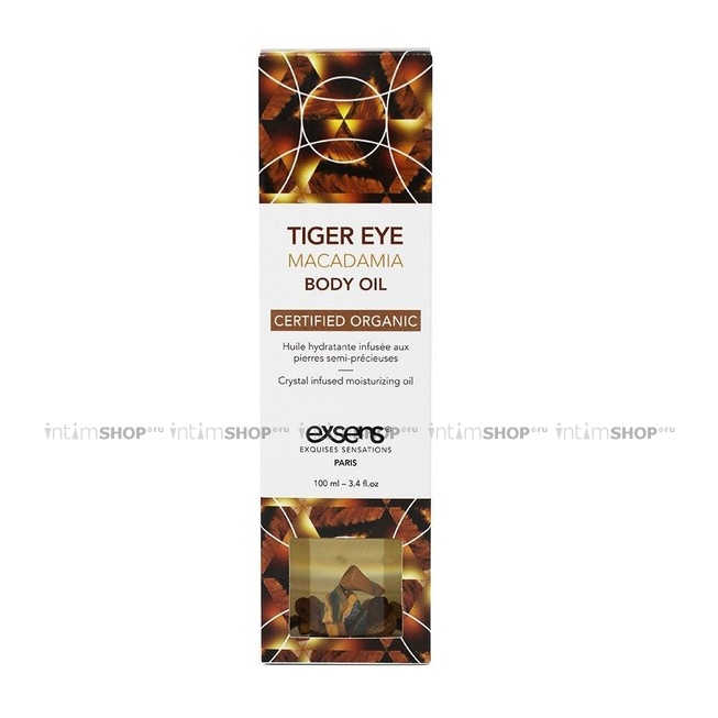 Массажное масло Exsens Sertified Organic Tiger Eye Macadamia с кристаллами тигрового глаза, 100 мл - фото 2