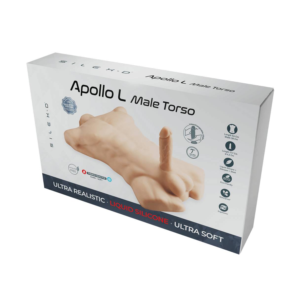 Торс со съемным фаллоимитатором Adrien Lastic Silexd Apollo L, телесный