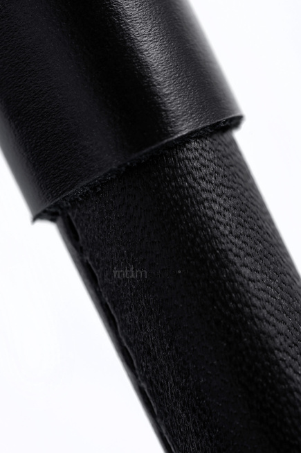 Плеть с черной рукоятью Pecado BDSM, натуральная кожа, черная - фото 4