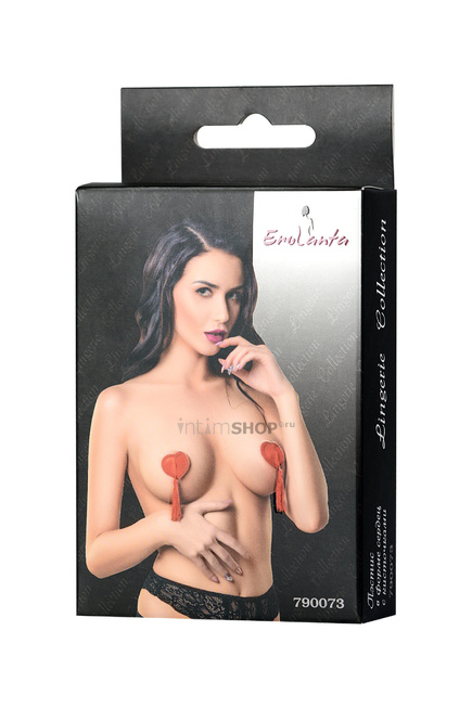Пэстис Erolanta Lingerie Collection в форме сердец с кисточками тканевые красные - фото 4