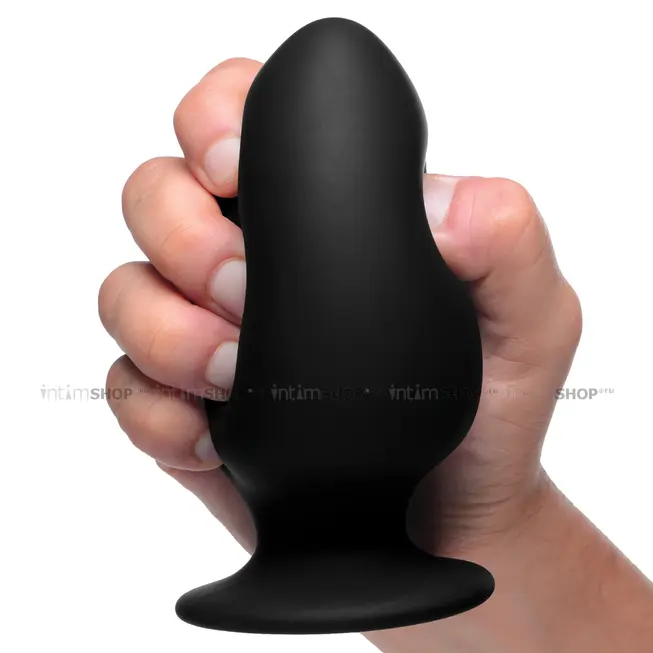 Мягкая анальная пробка XR Brands Squeeze-It Large, черная - фото 3