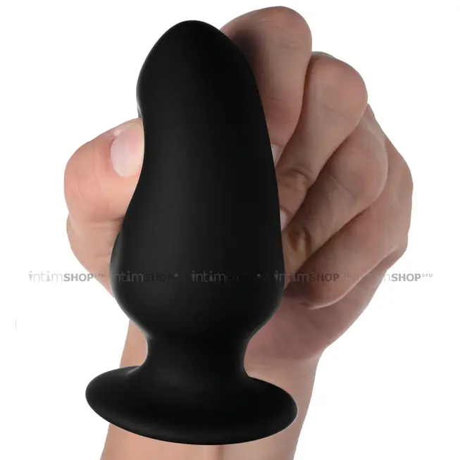 Мягкая анальная пробка XR Brands Squeeze-It Medium, черная - фото 3