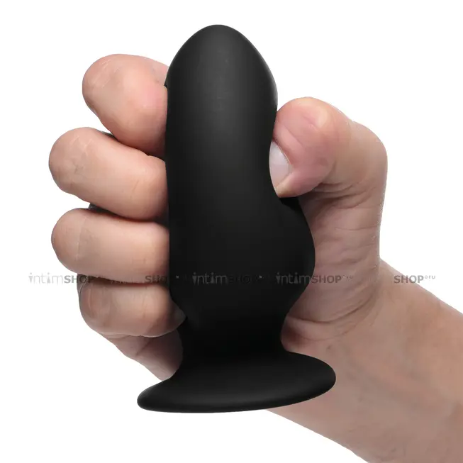 Мягкая анальная пробка XR Brands Squeeze-It Medium, черная - фото 4