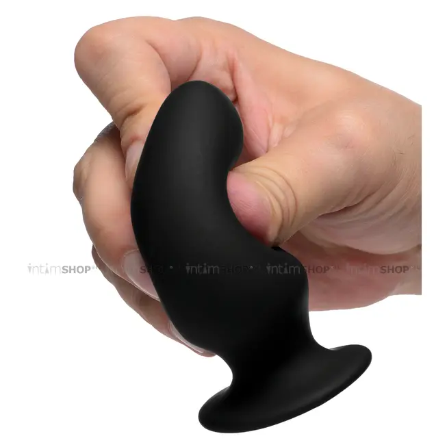 Мягкая анальная пробка XR Brands Squeeze-It Small, черная - фото 3