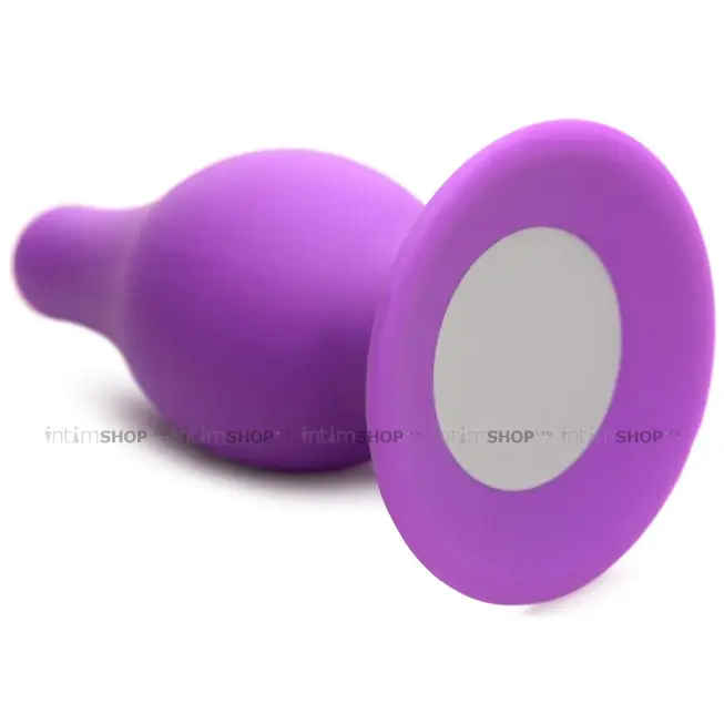 Мягкая анальная пробка XR Brands Squeeze-It Tapered Medium, фиолетовая - фото 3