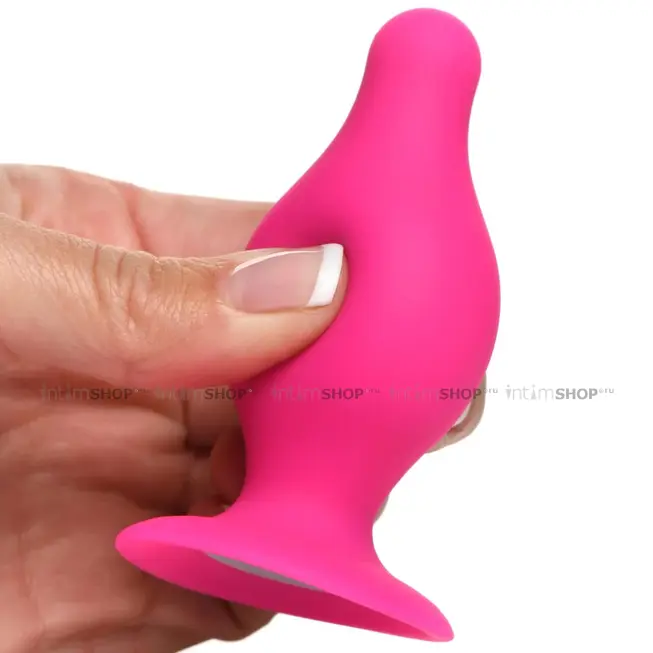 Мягкая анальная пробка XR Brands Squeeze-It Tapered Small, розовая - фото 2